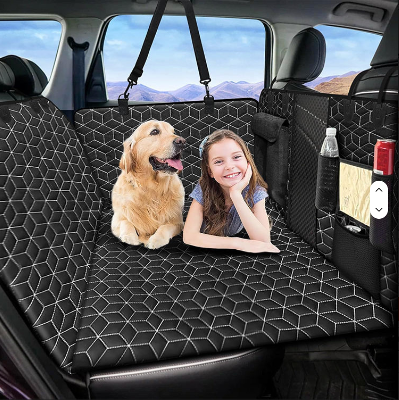PawRomer Hard Bottom Dog Car Seat Cover - Waterproof Back Seat Extender for Dogs