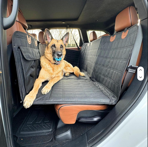 PawRomer Quilted Hard Bottom Dog Car Hammock | Backseat Extender
