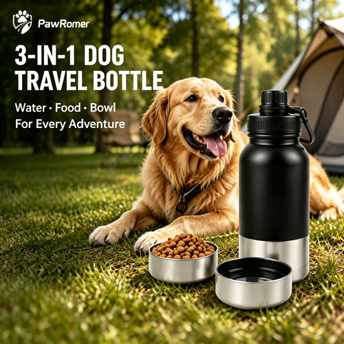 PawRomer 3-in-1 Insulated Dog Water Bottle | Portable Pet Water Bottle